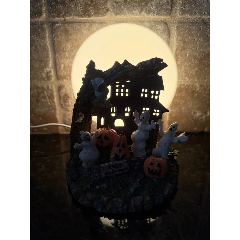 Cracker Barrel Halloween Ghost Spooky Light Scene Shadow Caster Table‎ Lamp Box
